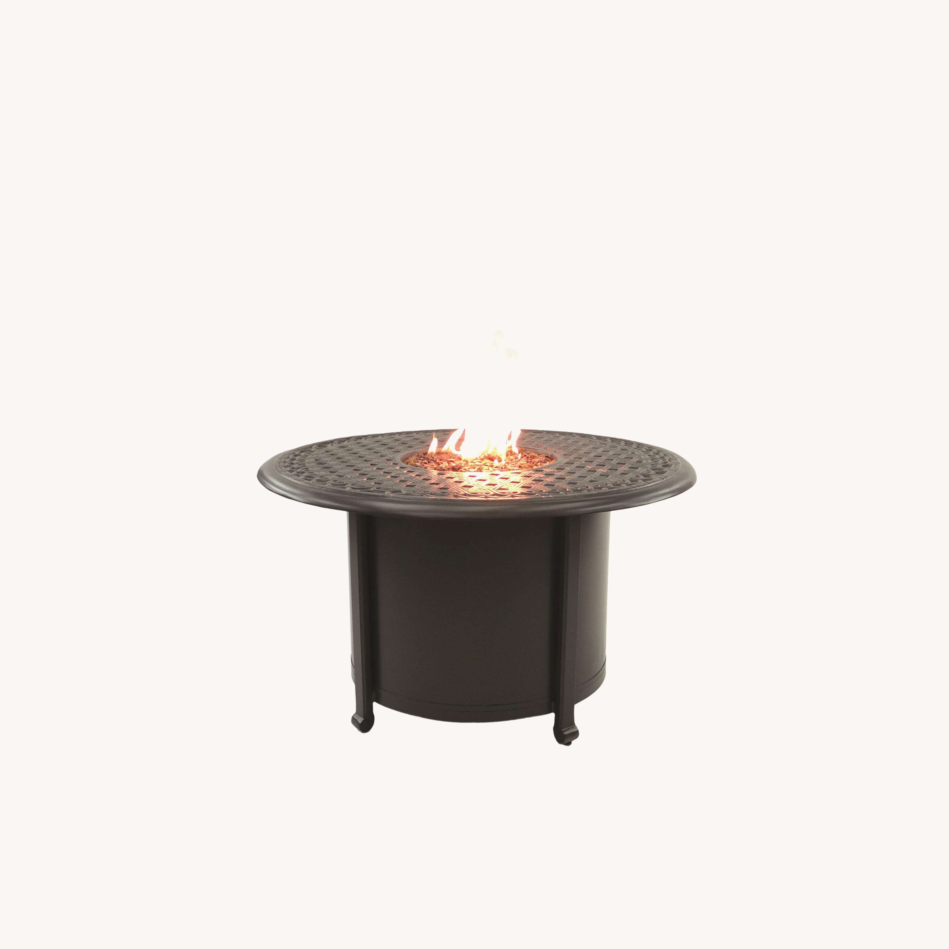 Vintage 38" Round Coffee Table With Firepit